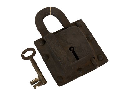Lot 173 - A Mid 17th Century Large Iron Padlock, with...