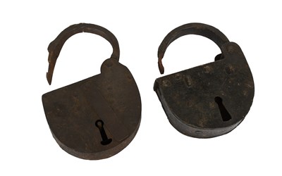 Lot 103 - Two Large 18th Century Iron Padlocks, no keys...