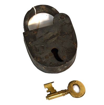 Lot 92 - A 19th Century Barge Lock and Key, stamped E...