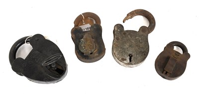 Lot 67 - Four 19th Century Padlocks, of assorted sizes,...