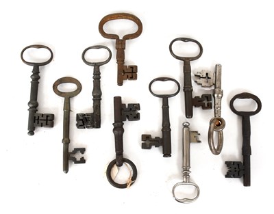 Lot 83 - Ten Assorted Iron and Polished Metal Warded...