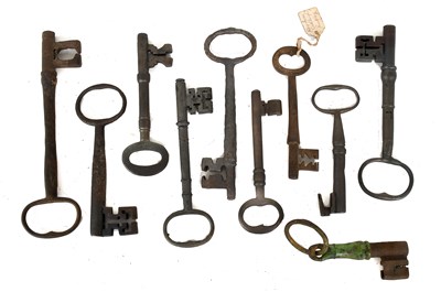 Lot 70 - Ten 18th Century and Later Iron Warded Keys
