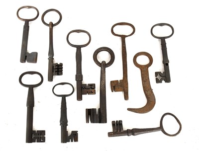 Lot 124 - Ten 18th Century and Later Iron Warded Keys