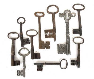 Lot 34 - Ten 18th Century and Later Iron Warded Keys