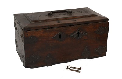 Lot 176 - An 18th Century Oak Iron-Bound Chest, the...