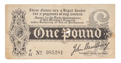 Lot 137 - Treasury Series, One Pound, first Bradbury...