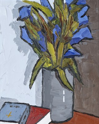 Lot 627 - David Barnes (1942-2021) Still life of Irises...