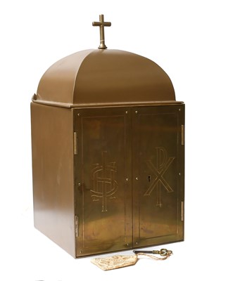Lot 214 - A Gilt Metal Tabernacle Safe, square section...