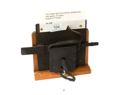 Lot 104 - A 16th Century English Simple Iron Door Lock,...