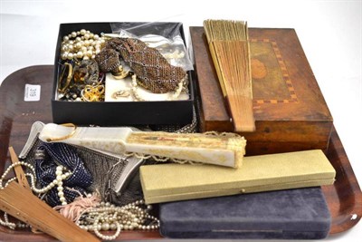 Lot 319 - Seven purses, costume jewellery and three fans