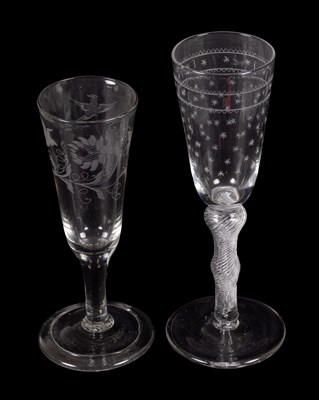 Lot 7 - An Ale Flute, circa 1760, the slender funnel...