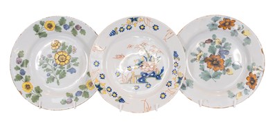 Lot 44 - A Liverpool Delft Plate, circa 1750, painted...