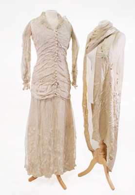 Lot 2214 - Early 20th Century Wedding Dress comprising an...