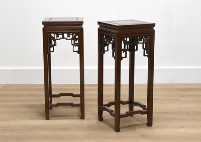 Lot 569 - A Pair of Chinese Hardwood Plant Stands, 20th...