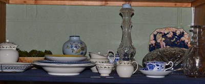 Lot 334 - Assorted decorative ceramics including a Poole pottery plate, Wedgwood creamware tea and coffee...