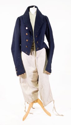 Lot 2266 - Mid 19th Century Blue Wool Gents Tail Coat...