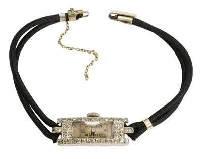 Lot 436 - A Lady's Platinum Diamond Set Wristwatch,...