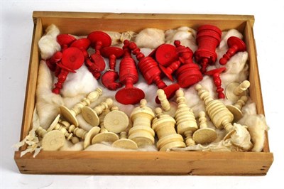 Lot 346 - A stained and natural bone chess set