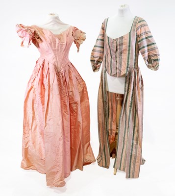 Lot 2275 - Mid 18th Century Salmon Pink Silk Dress with...