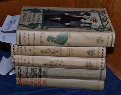 Lot 347 - Five volumes Dr Dolittle, three First Edition with dust jackets.