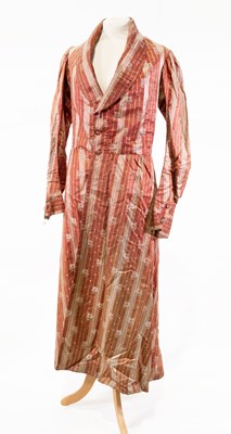 Lot 2279 - Circa 1820 Pink Silk Striped Banyan with rever...