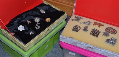 Lot 352 - A quantity of costume jewellery in four boxes, including dress rings, necklaces, brooches,...