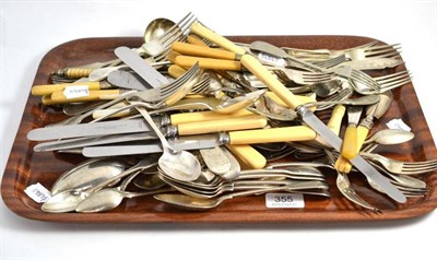 Lot 355 - Assorted silver and plated cutlery