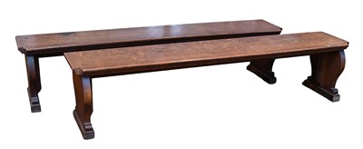 Lot 544 - A Pair of Victorian Oak Benches, late 19th...