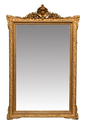 Lot 593 - A Victorian Gilt and Gesso Overmantel Mirror,...