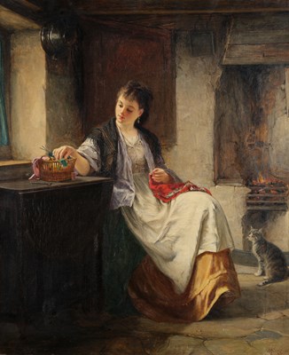 Lot 1028 - Haynes King (1831-1904) Sewing beside the...