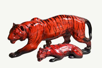Lot 134 - A Royal Doulton Flambé Stalking Tiger,...