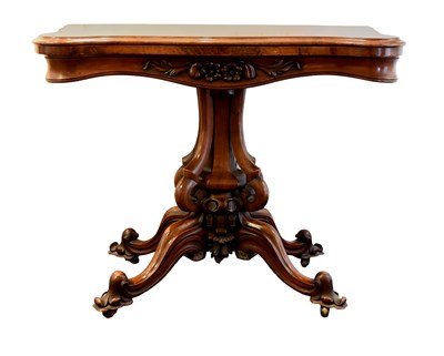 Lot 558 - A Victorian Figured Walnut Foldover Card Table,...