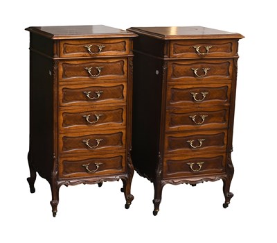 Lot 664 - A Pair of French Rosewood Bedside Chests,...