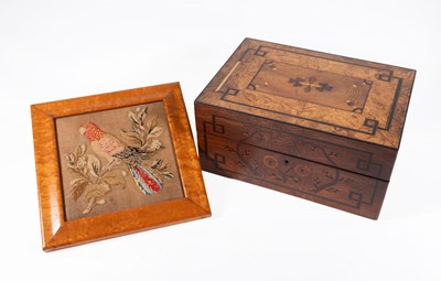 Lot 2155 - 20th Century Walnut and Elm Inlaid Hinged Work...