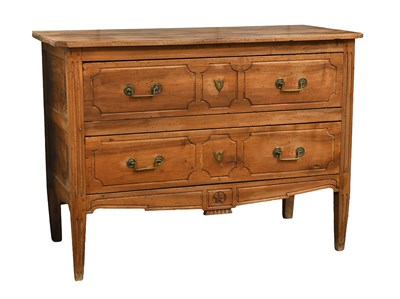Lot 658 - A French Provincial Walnut Two-Drawer Commode,...