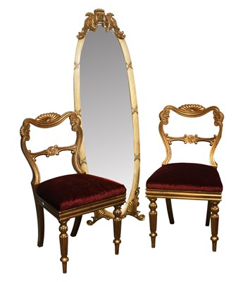 Lot 663 - A Reproduction Gilt Free-Standing Cheval...