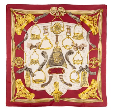 Lot 1030 - Hermès Silk Scarf, Etriers Designed by...