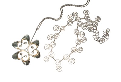Lot 284 - A Swedish Abstract Pendant on Chain, designed...