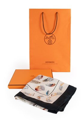 Lot 1018 - Hermès Silk Scarf, Plumes Designed by Henri de...