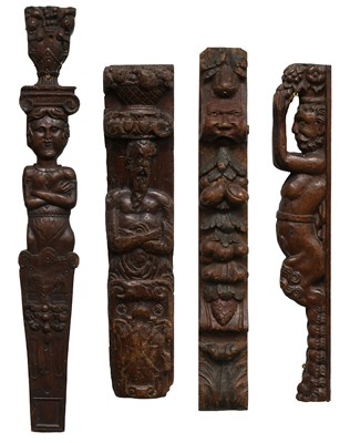 Lot 505 - Four Relief Carved Oak Wall Plaques/Furniture...