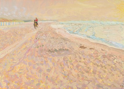 Lot 554 - Piers Browne (1949-2024) Rider on a beach at...