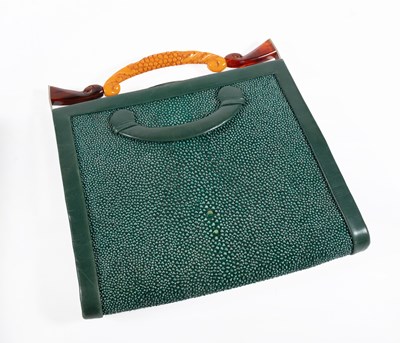 Lot 2099 - Circa 1930s Stylish Green Shagreen Handbag,...