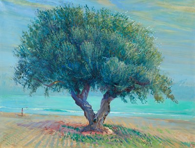 Lot 567 - Piers Browne (1949-2024) Olive Tree on a beach...