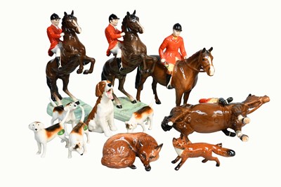 Lot 84 - Beswick Hunting Group, comprising: Huntsman on...