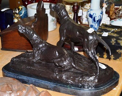 Lot 395 - Bronze dog group, Coup de Fusil signed Le Maitre