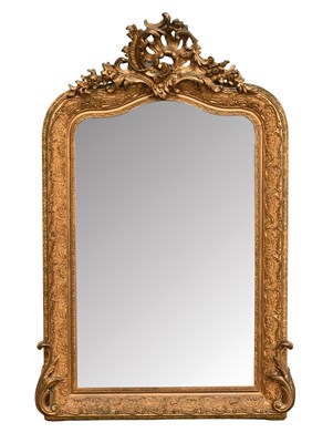 Lot 319 - A French Gilt and Gesso Overmantel Mirror,...
