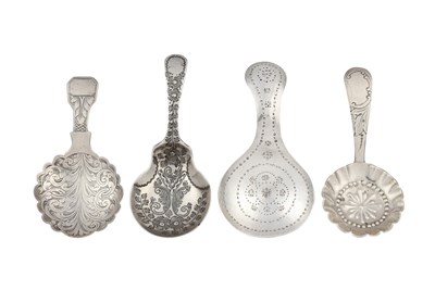 Lot 20 - Four William IV and Later Silver Caddy-Spoons,...