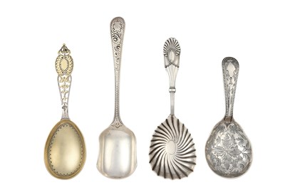 Lot 31 - Four Victorian Silver Caddy-Spoons, comprising...