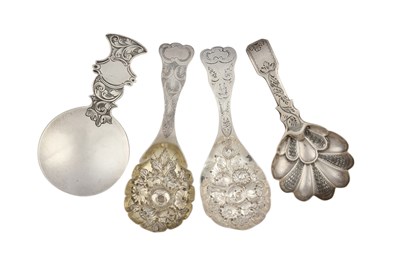 Lot 21 - Four Victorian Silver Caddy-Spoons, comprising...