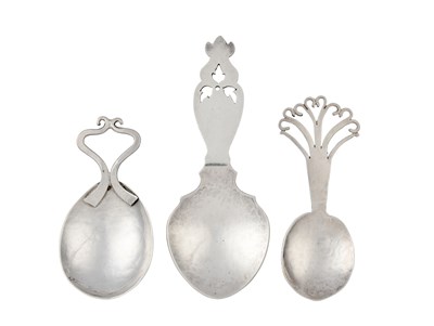 Lot 52 - Three George V Silver Caddy-Spoons, comprising...